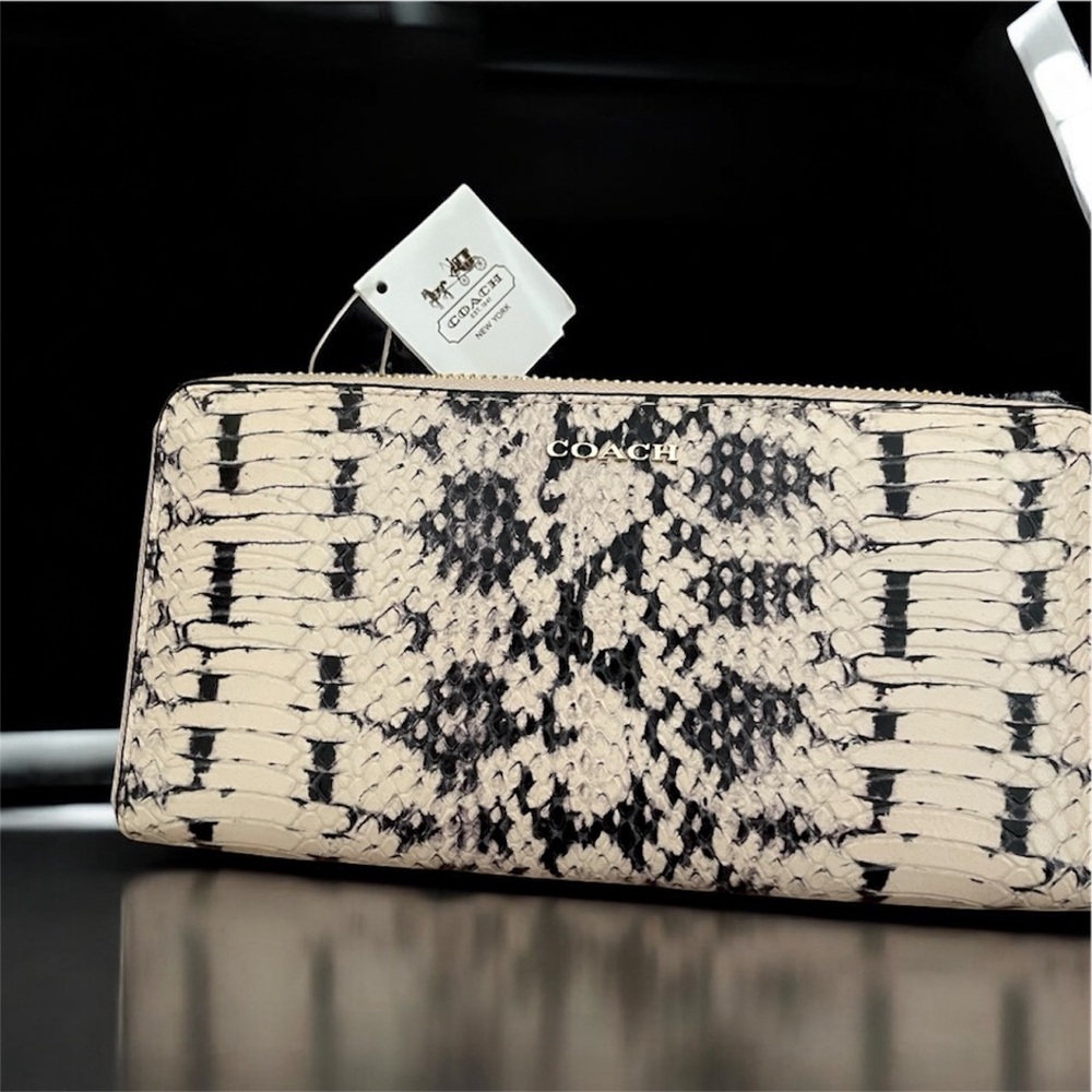 Coach Python Embossed Long Zip Wallet NWT MSRP $5… - image 1